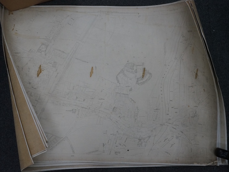 Ordnance Survey - Very Large Scale Plans of the suburbs / environs of Bury (Lancs), 5 sheets (as numbered), scale: 5 feet to 1 mile, each 61 x 90cms. (approx.) 1849. *apart from the usual named features, culvert, bench m